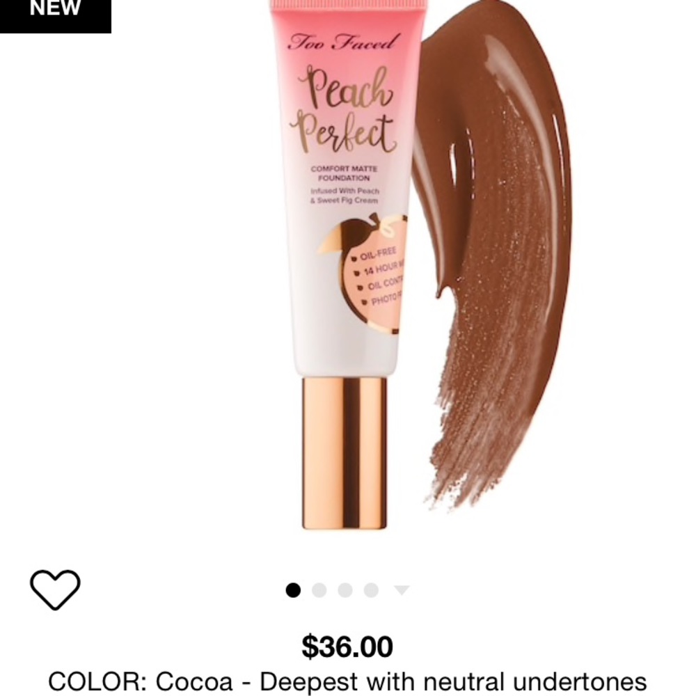 New Too Faced Peach Foundation COCOA